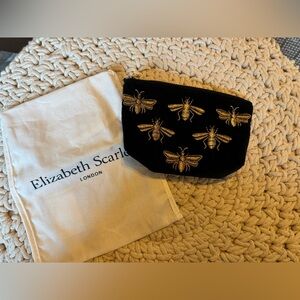 Elizabeth Scarlett Black Coin pouch with Gold Bee Embroidery